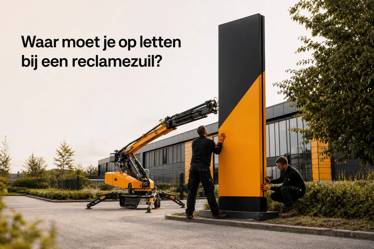 Ontwerp en plaatsing van een reclamezuil voor een bedrijfslocatie